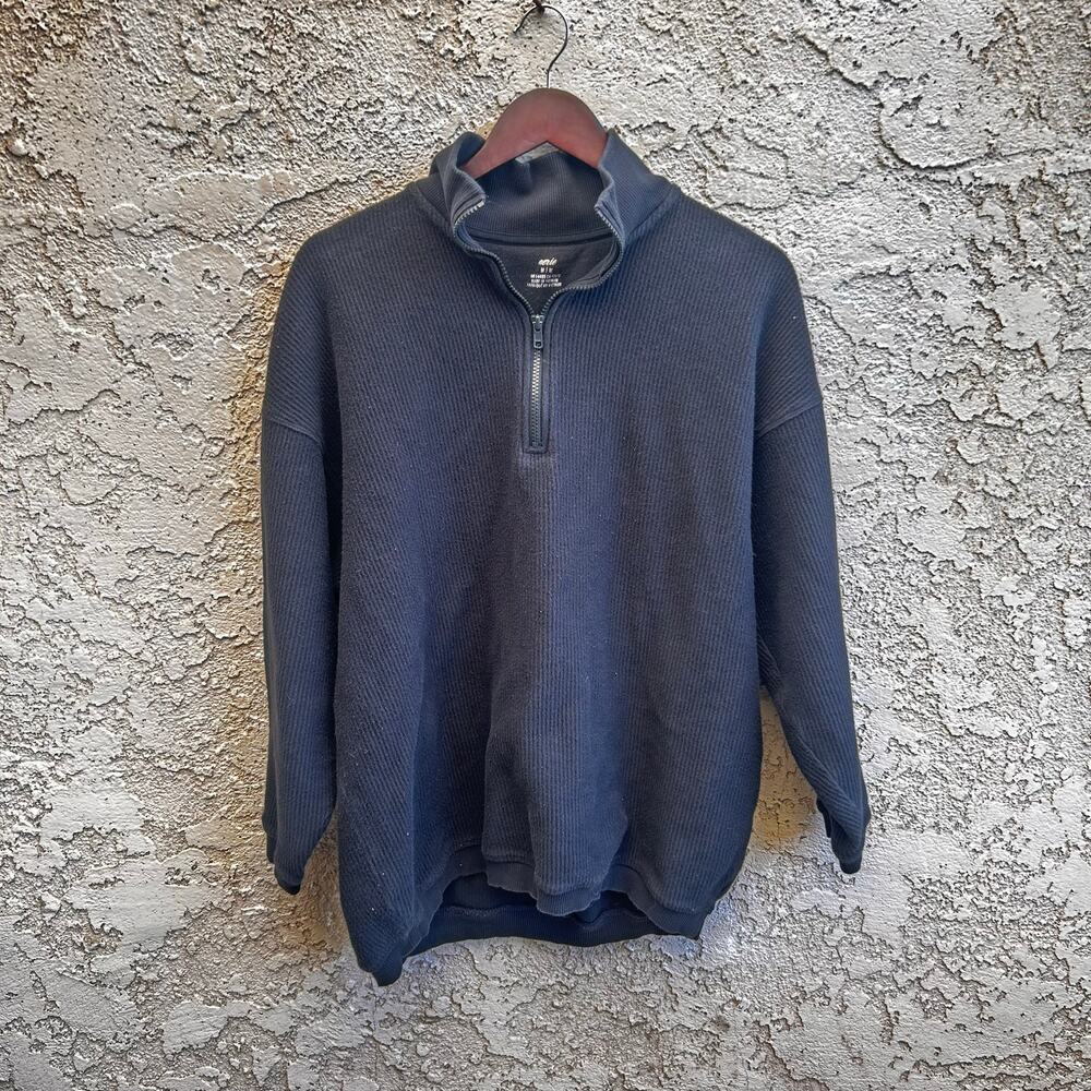 Aerie Black Half Zip Pullover Sweatshirt Long Sleeve Size M